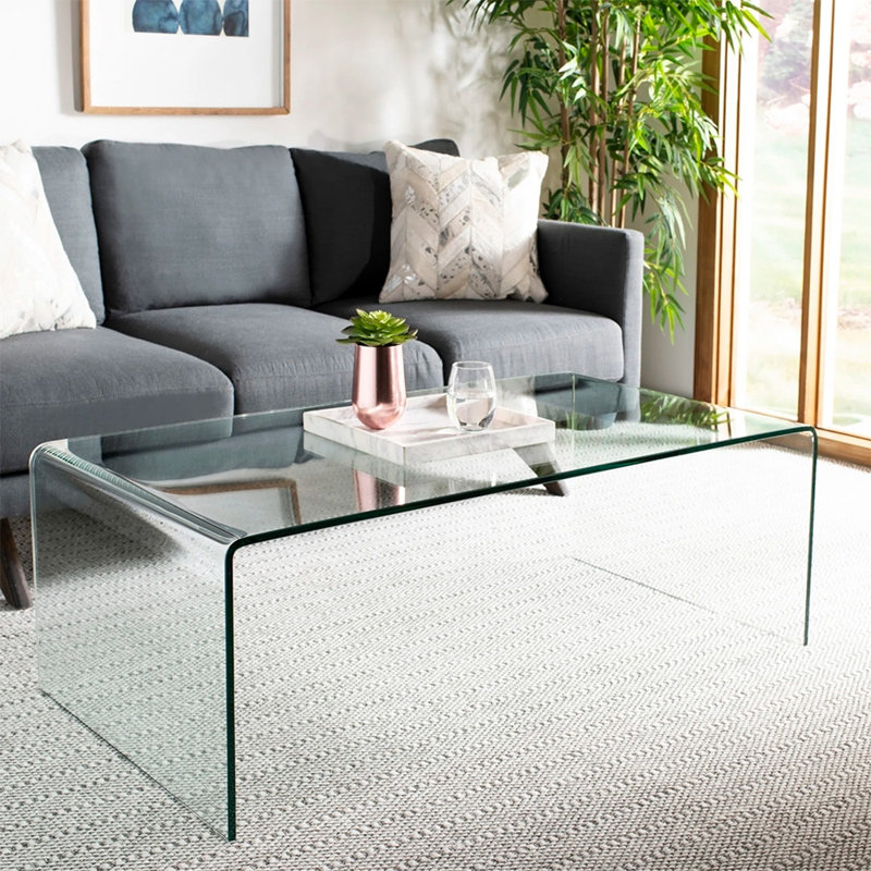 COFFEE TABLE 12MM TEMPERED BENT GLASS, 16" H x 42" L x 20" W