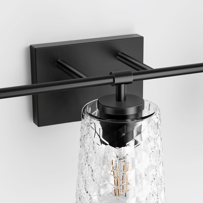 Éclairage pour salle de bain 3 lumières avec abat-jour en verre transparent