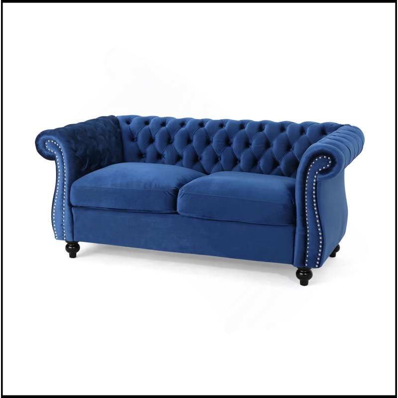Canapé-causeuse, Velours bleu marine