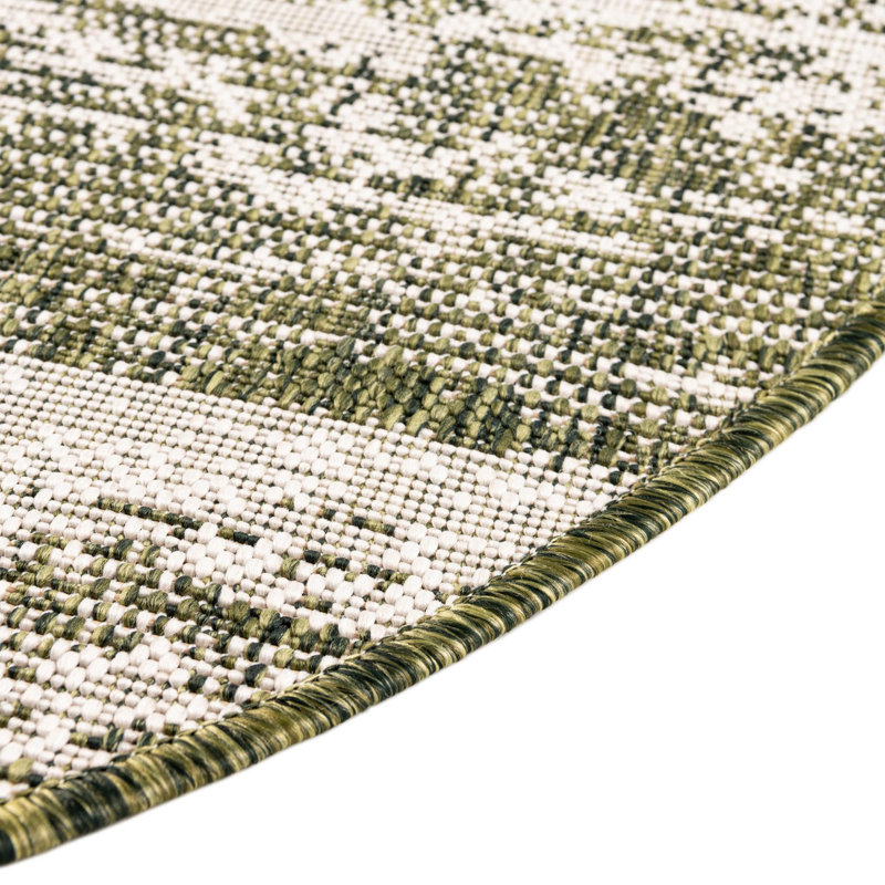 Green Cartago Indoor/Outdoor Modern Rug, Round 4'