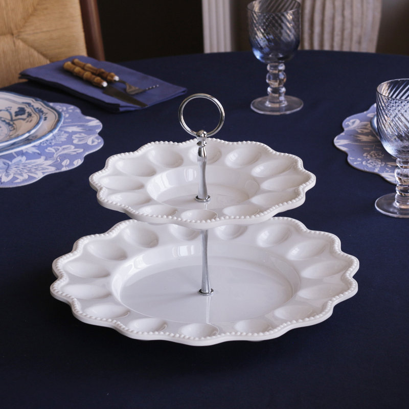 Vida Alegria Two Tiered Egg Server (White)