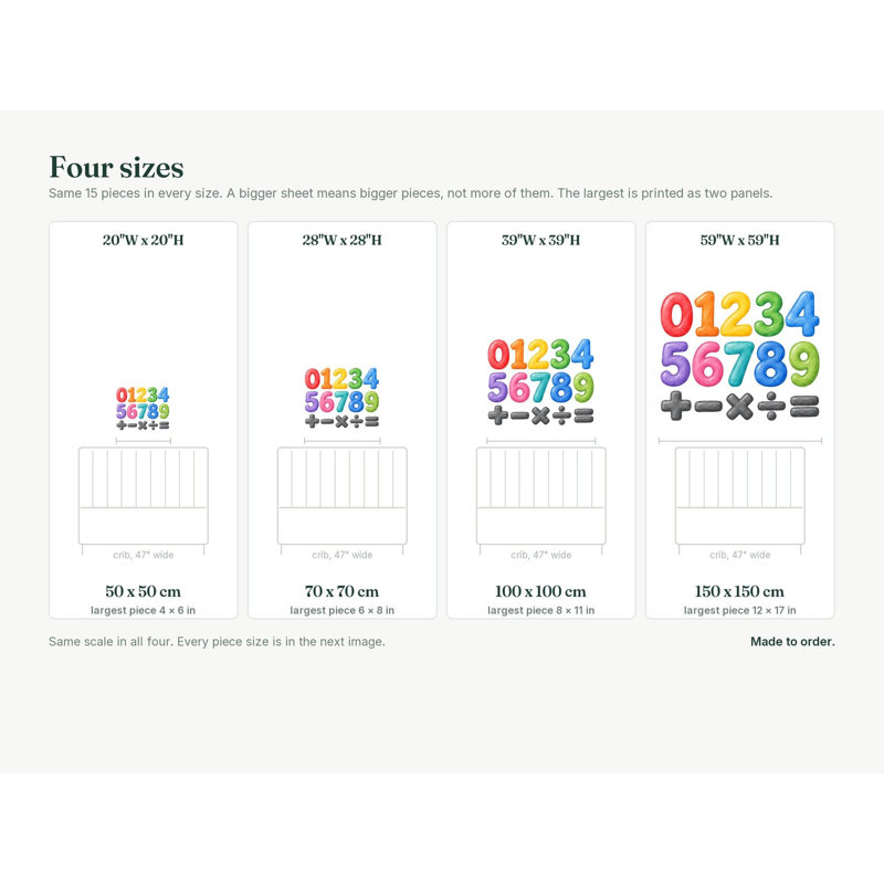 Math Symbol And Number Wall Decals, Set of 15 Educational Peel and Stick Wall Stickers, Classroom Playroom Decor, Kids Learning Wall Art, 20"W x 20"H (50 x 50 cm)