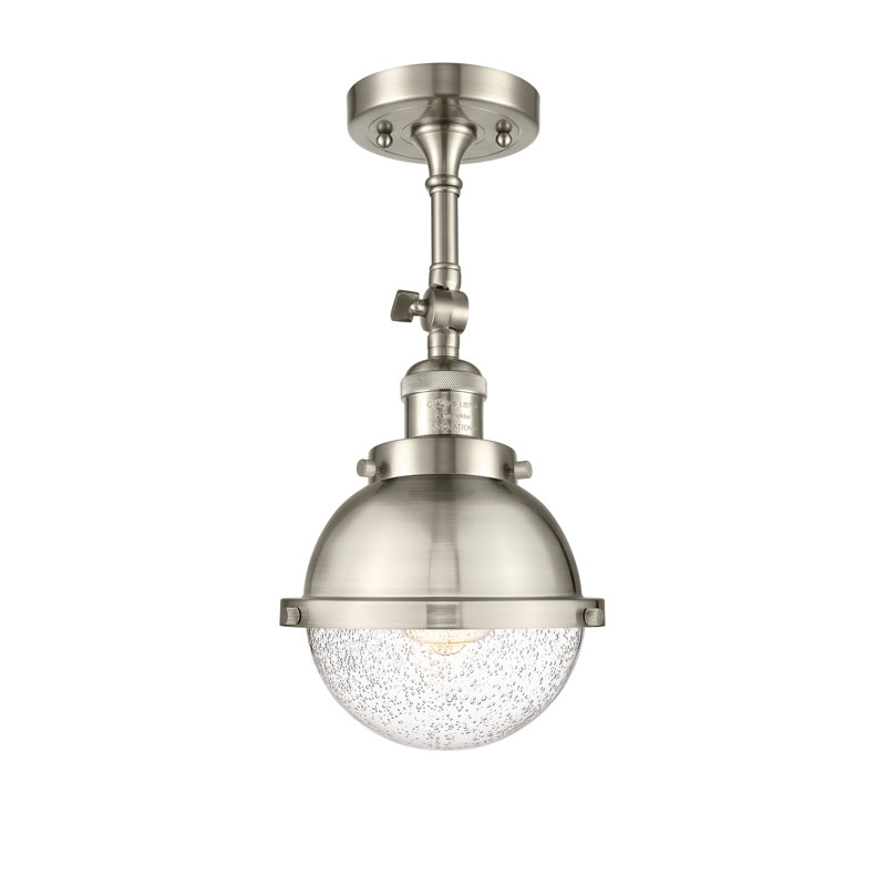 Plafonnier semi-encastré en verre à DEL, Oui, Nickel satiné brossé, Ampoule non incluse