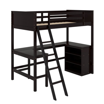 Lit mezzanine simple avec tablettes et bureau