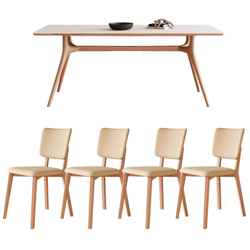 Modern Simple Durable Ash Wood Rock Dining Table, 29.52"H x 62.99"L x 31.49"W