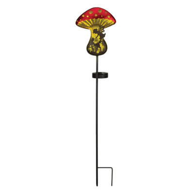 Fantasy Mushroom Metal and Solar Decorative Garden Stake with Integrated LED
