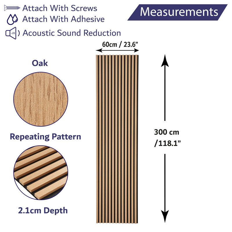 Ensor Wall Paneling, Oak, 300cm x 60cm