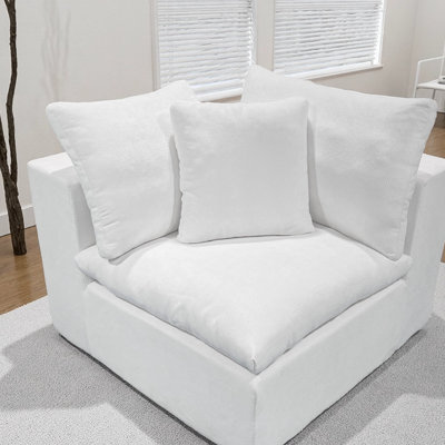 Canapé modulaire blanc, sans assemblage, velours côtelé, confortable pour rehausser le décor d'un appartement