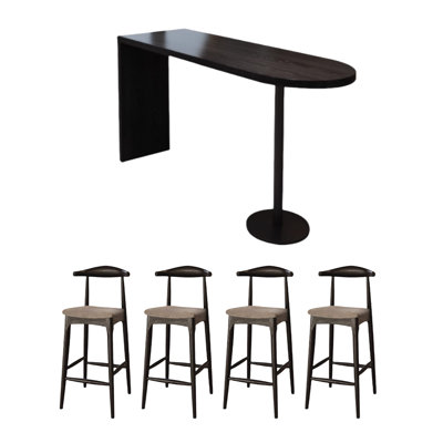 Table de bar haut de gamme en bois massif noir