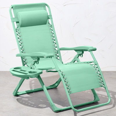 Monochromatic Zero Gravity Chair, Folding Patio Recliner W/Side Tray, Headrest by Arlmont & Co.