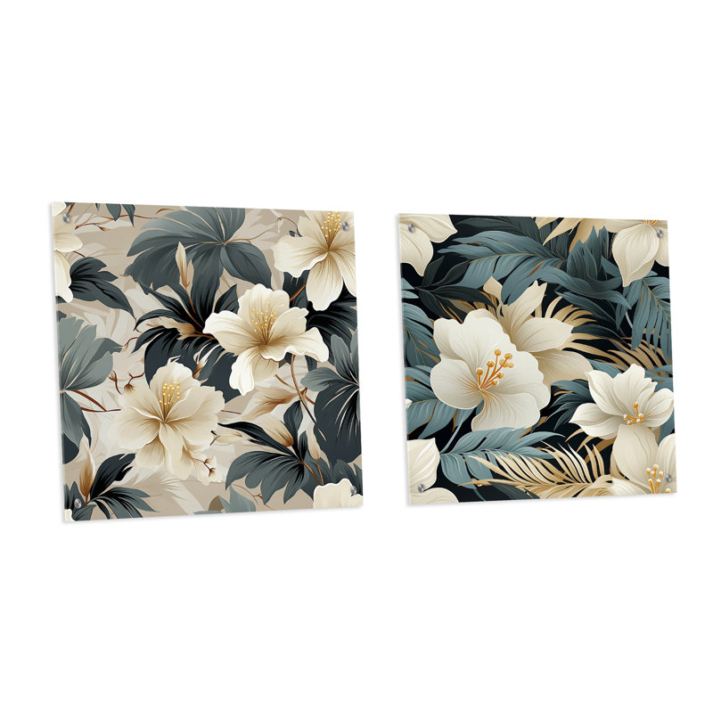 Ensemble d'art mural en verre Northfields - Coastal Tropical, H 36 po x l 73 po