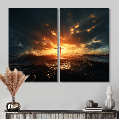 «Heavenly Cross Christian symbolism I - Christianity Large», art mural 2 pièces