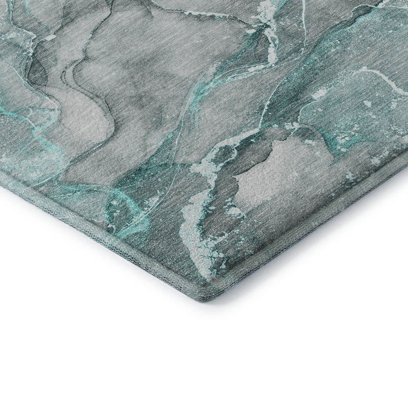 Tapis bleu Cerrito AMF519 lavable à la machine de qualité supérieure, Rectangle 8 pi x 10 pi