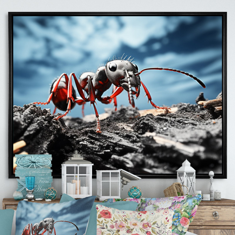 Ant Industrious I, reproduction d'art sur toile, H 12 po x l 20 po x P 1 po, Cadre flottant noir