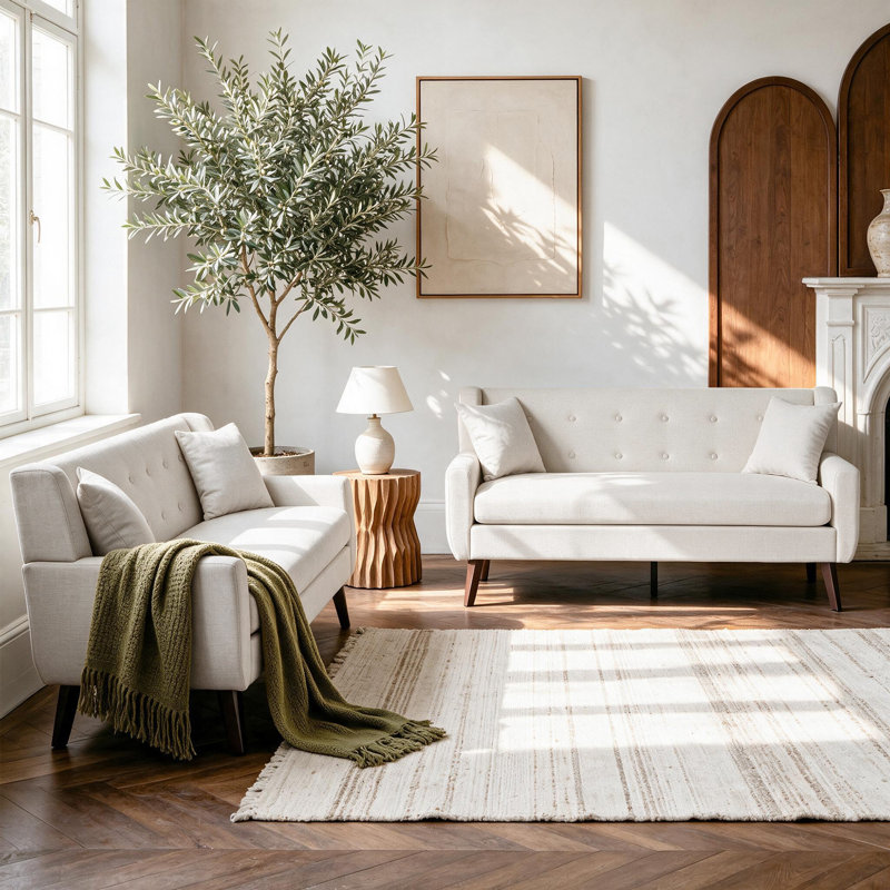 Causeuse Jaqueze, Beige Linen Blend