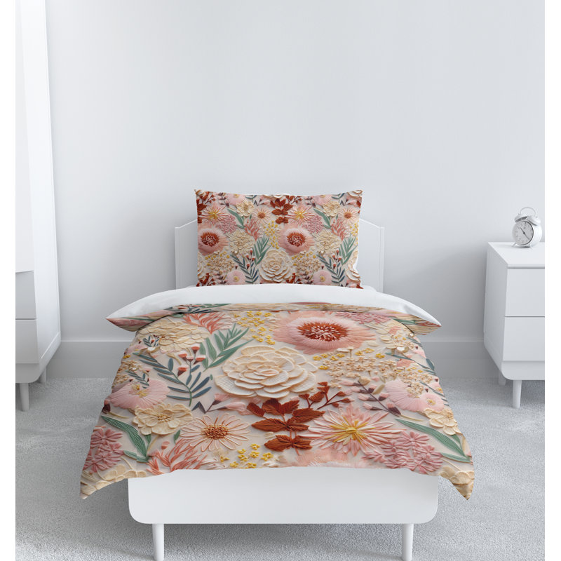 Floral Duvet Cover, Twin Duvet Cover + 1 Queen Sham