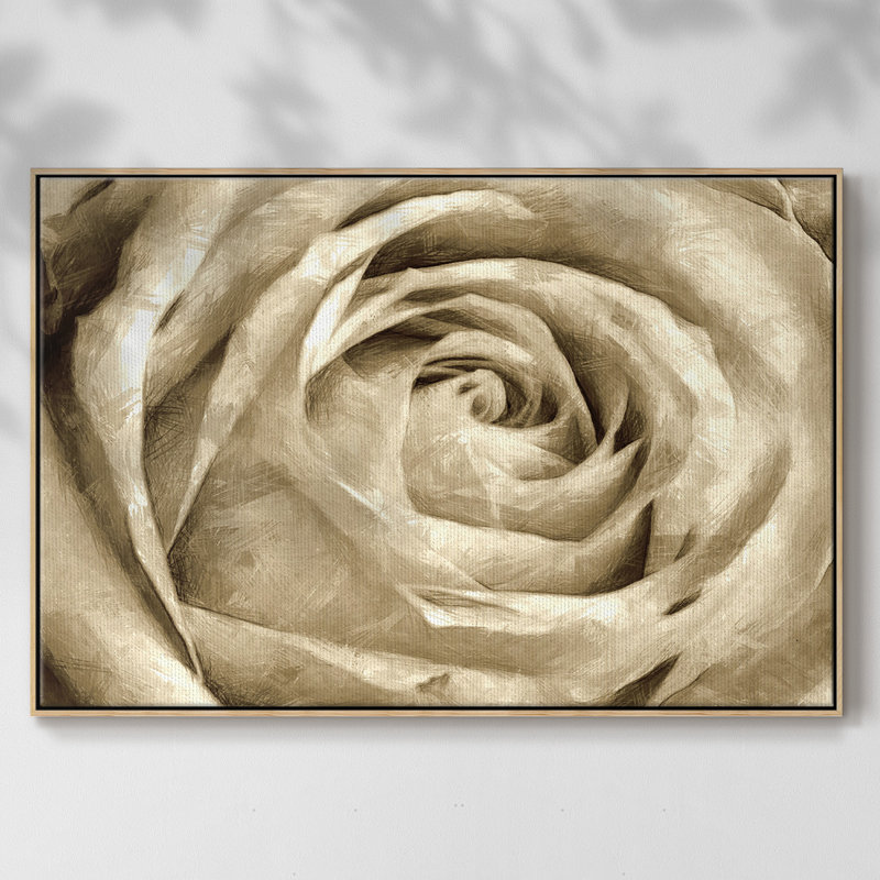 Neutral Wall Flower IV, reproduction d'art sur toile encadrée, H 25 po x l 37 po x P 2 po, Naturel