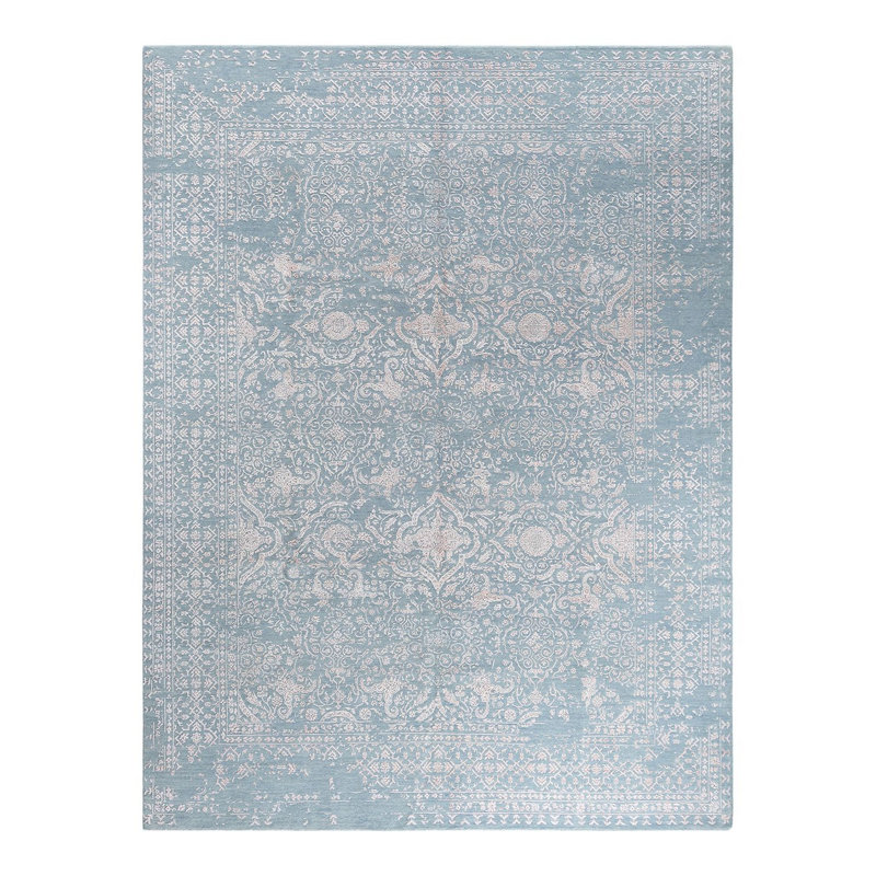 Tapis unique fait à la main Lynward - gris, 9 pi 0 po x 11 pi 10 po