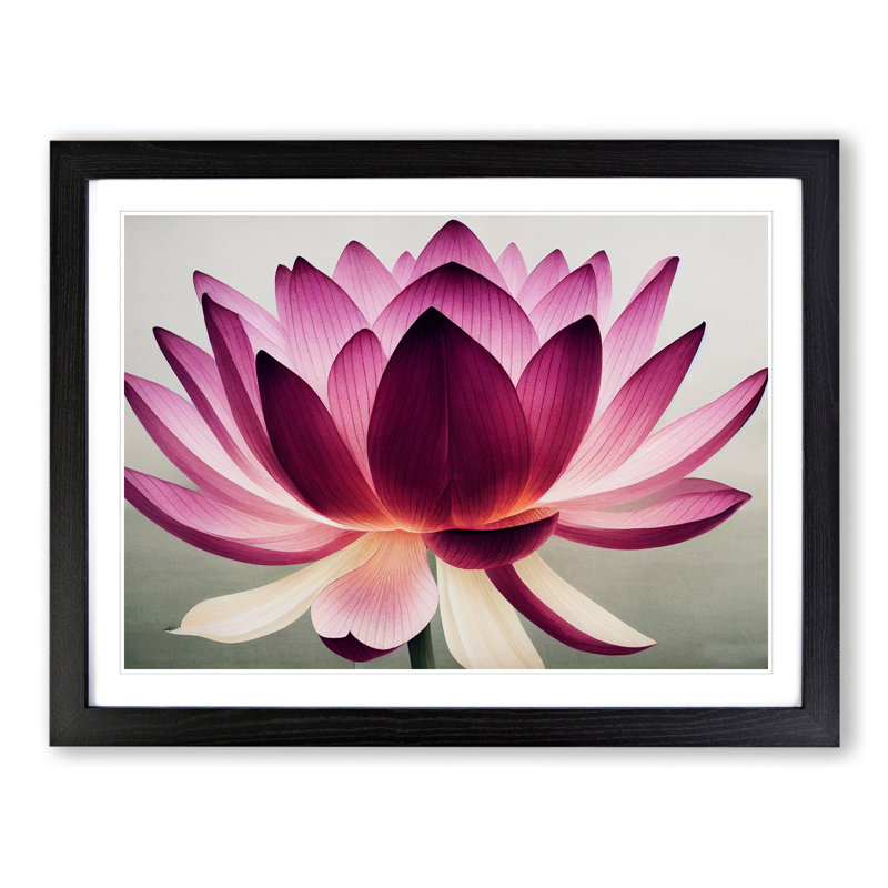 Mesmerising Lotus Flower - Single Picture Frame Print, Black, 25cm H x 34cm W x 2cm D