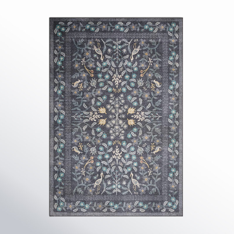 Rifle Paper Co. x Loloi Maison Nightingale Black Rug, Rectangle 2'3" x 3'9"