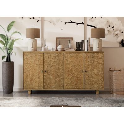 4-door Carved Solid Wood Sideboard