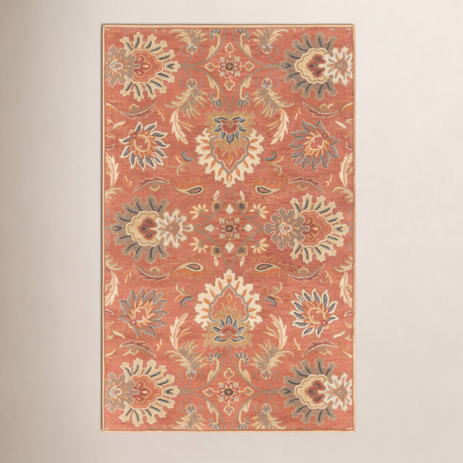 Aaron Terracotta Orange Hand-Tufted Wool Rug, Oval 8' x 10'