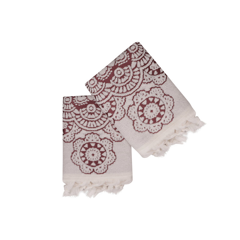Premium Hand Towel Set, Ecru & Claret Red | 100% Cotton, 19.7 x 35.4 inches | Ultra-Absorbent 550 GSM | Soft & Gentle for Skin | Perfect for Bathroom & Spa, Machine Washable, Durable & Stylish