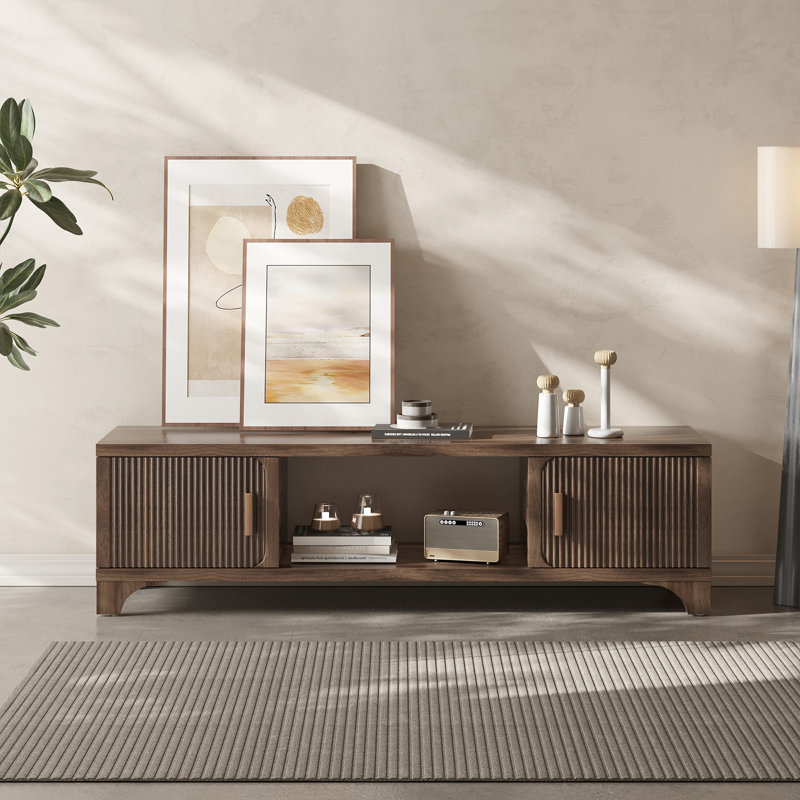 Mid Century Modern Tv Stands For Living Room, Boho Media Console For Bedroom, Tv Entertainment Center With Storage, Wood Television Cabinet