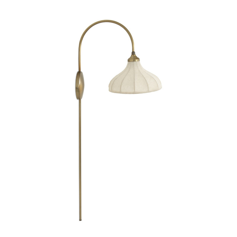 Winslet 1 - Light Armed Sconce, Aged Brass Iron, Beige Linen