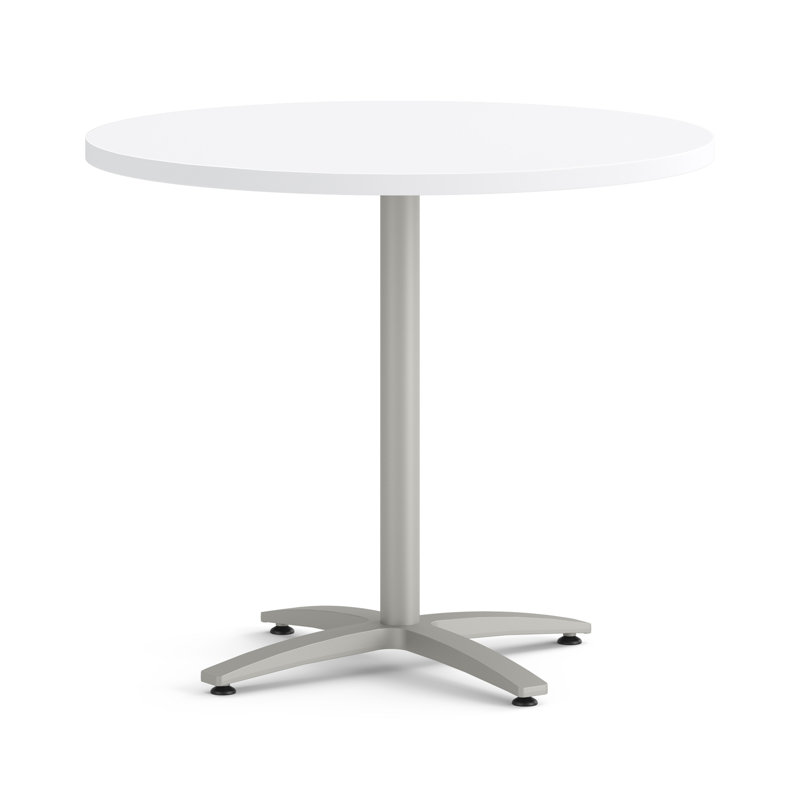 Table de salle de pause L entre 36 po, Argent, Blanc de designer