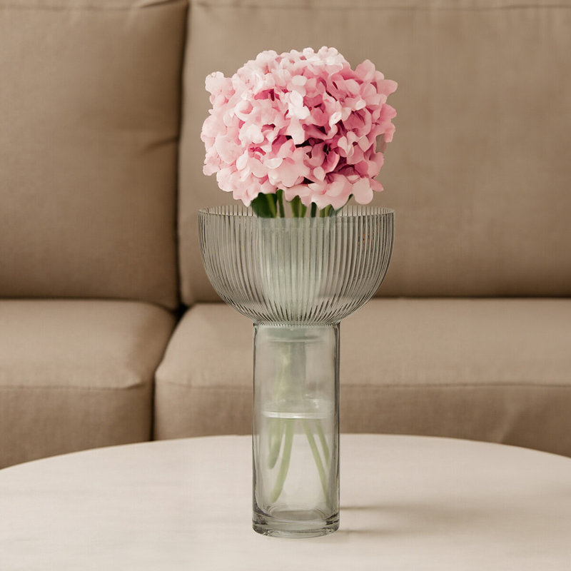 Demekia Glass Table Vase, 29cm H x 18cm W x 18cm D, Gray