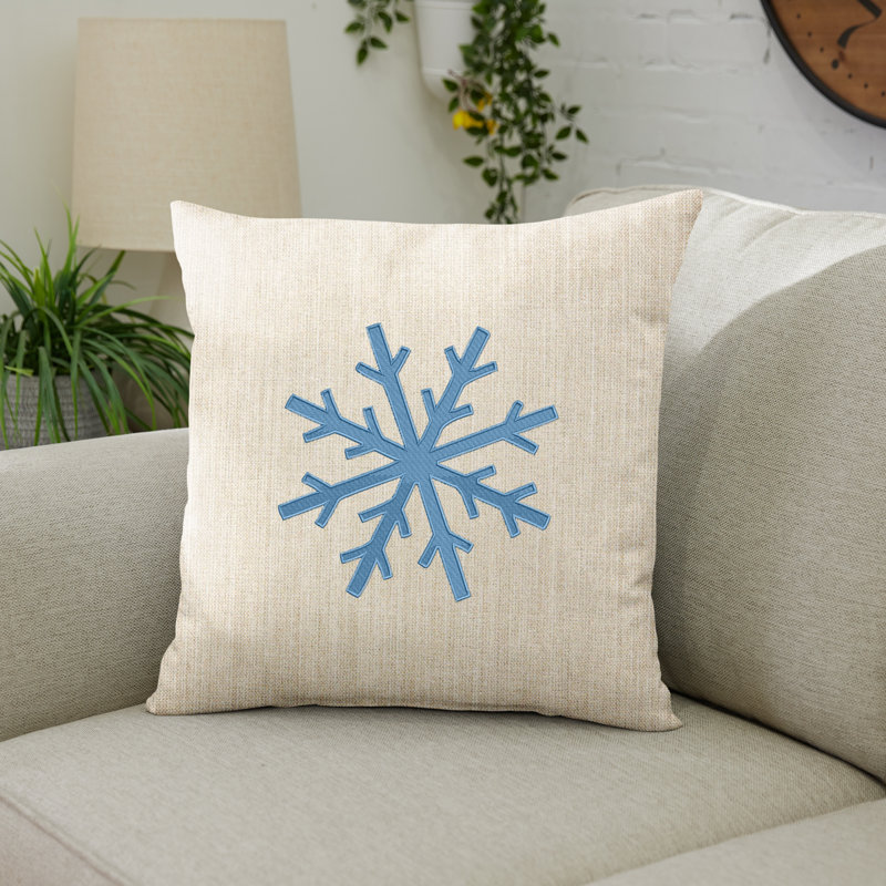  Snowflake Outdoor Square Pillow Cover & Insert, White