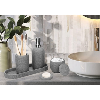 Resin Bathroom Accessory Set, 5 Pcs,