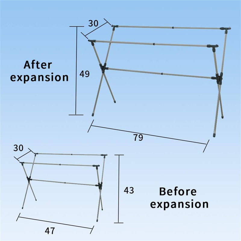 Support à linge réglable pliable - rétractable 47-79 pouces