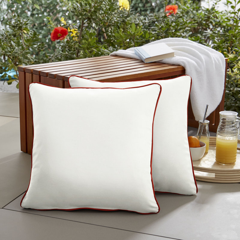 Sunbrella® Outdoor Reversible Throw Pillow, Canvas Natural Sunbrella® Canvas, 22" x 22"
