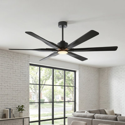 68"/78" Modern Large 6-Blade Indoor LED Ceiling Fan with Remote Control and Light Kit 