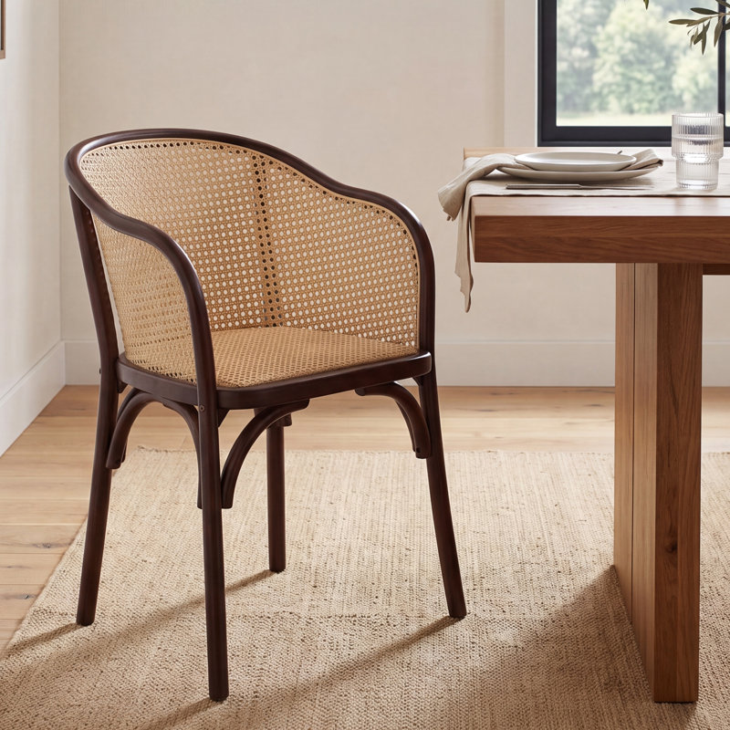 Fabiana Arm Chair, Natural Seat & Back/Black Frame