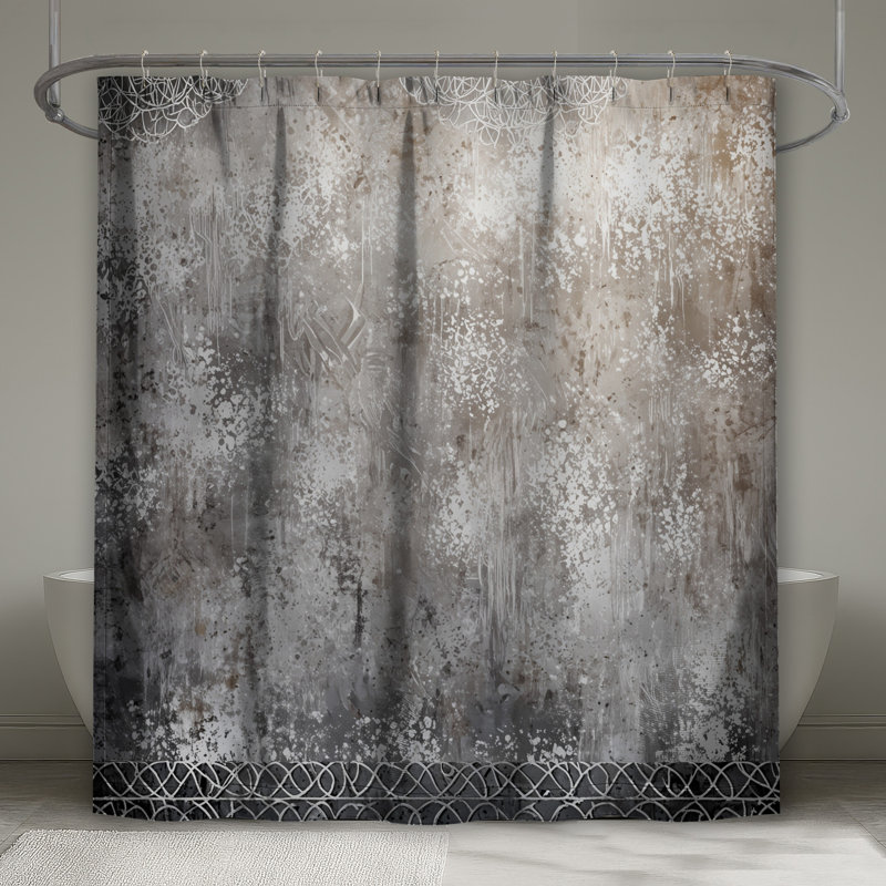 Silver Abstract Texture Shower Curtains Extra Long, 70in W x 84in H