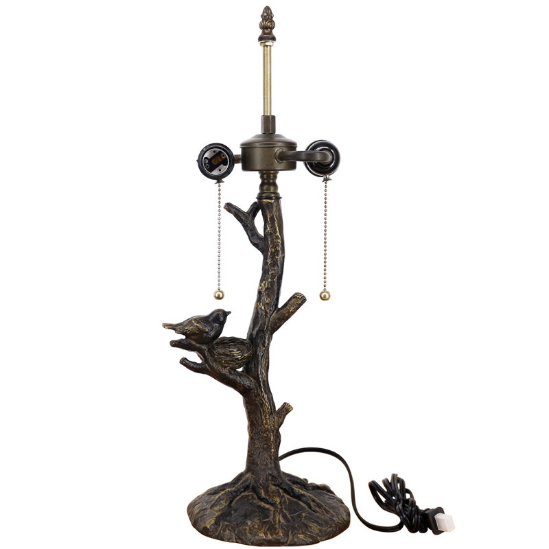 Remplacement de la base de la lampe de table Tiffany seulement, large 7 hauteur 23 pouces, apte à l'abat-jour en verre coloré, finition en résine bronze avec harpe et finale