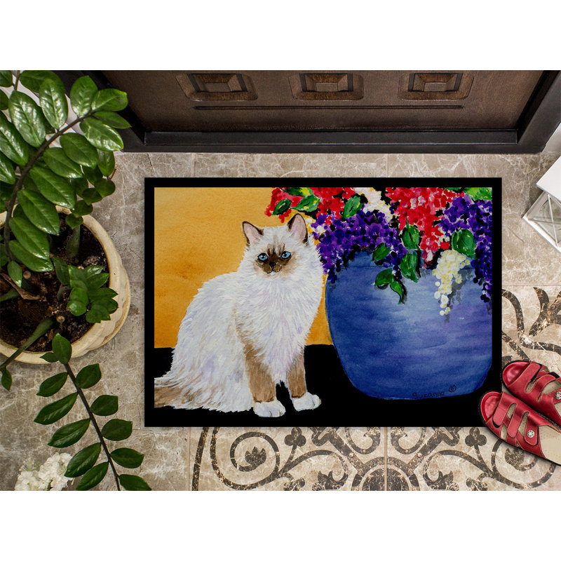 Tapis d'entrée antidérapant pour chat Stokesdale Ragdoll, Rectangle 1 pi 6 po x 2 pi 3 po