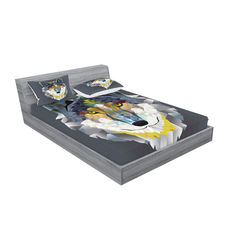 Multicolore ensemble de draps et taies décoratives pour animaux Ambesonne, Ensemble de draps pour lit double avec 4 taies d'o