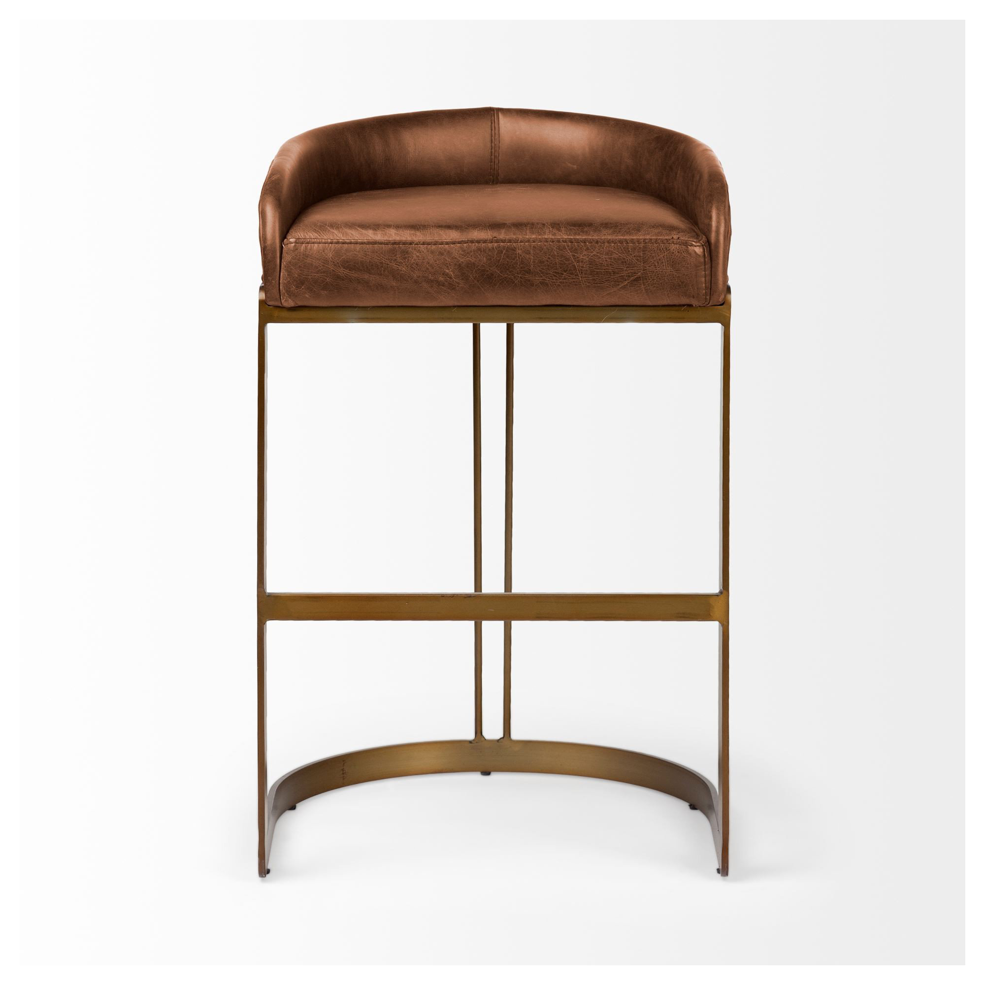 Bradley Genuine Leather Bar & Counter Stool, Brown, Counter Stool (24.75" Seat Height)