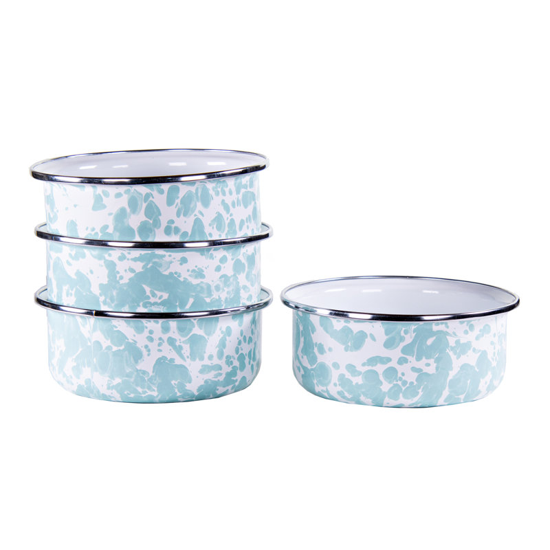 Set of 4 Taupe Swirl Soup Bowls, Sea Glass