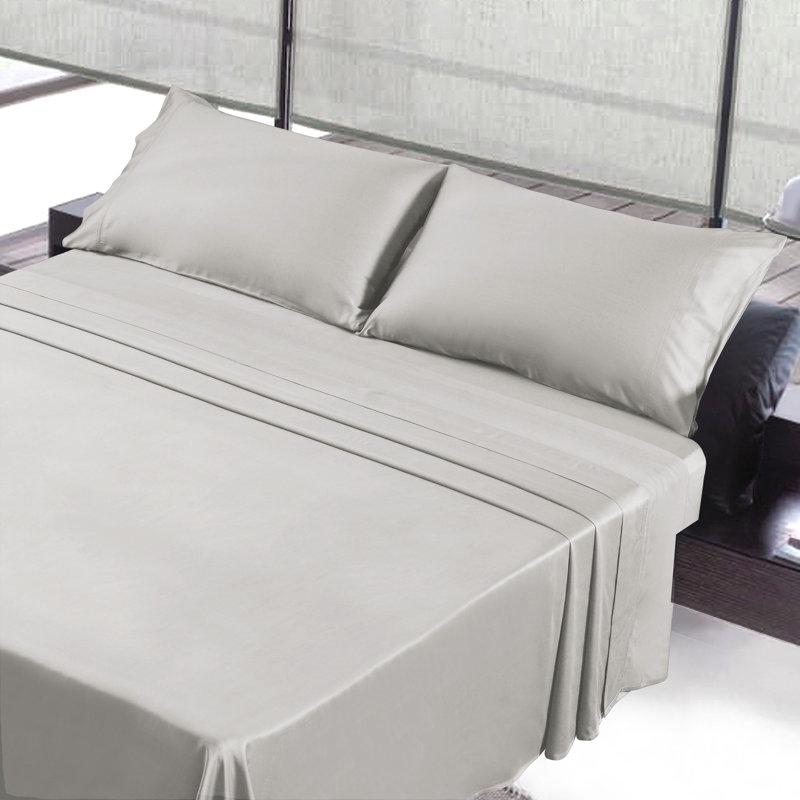 Ensemble de draps 100% coton 230 fils, Ensemble de draps pour grand lit + un drap-housse , gris