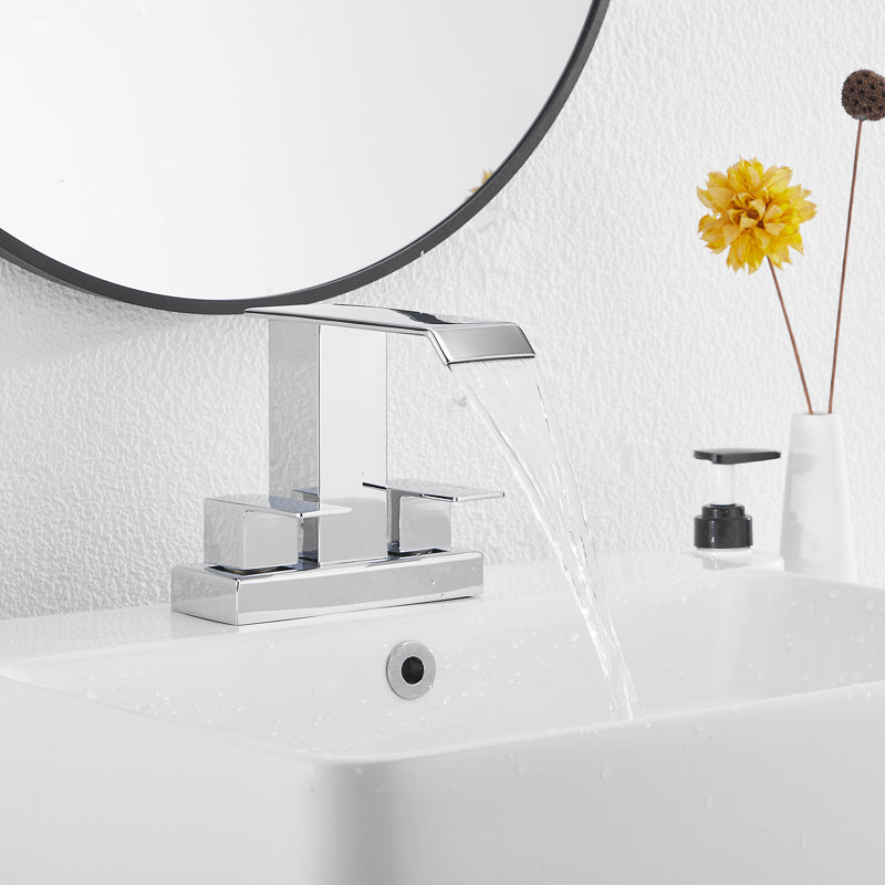 Centerset 2-handle Bathroom Faucet with Drain Assembly, Polished Chrome