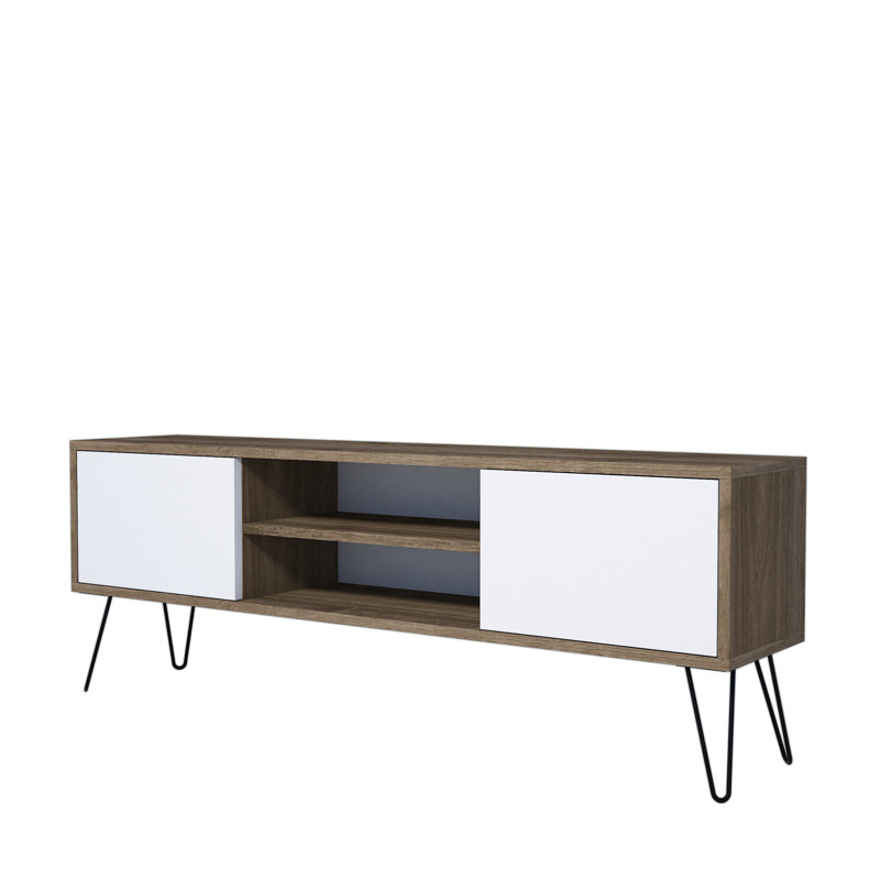 Menifee Unfinished TV Stand for TVs up to 48", Walnut/White