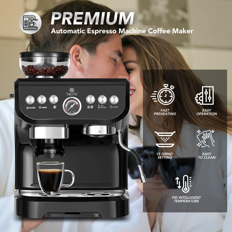 Commercial 15 Bar Grind And Brew 2in1 Coffee Machine Electric Espresso  Coffee Maker Automatic Milk Frother Coffee Grinder - Coffee Makers -  AliExpress