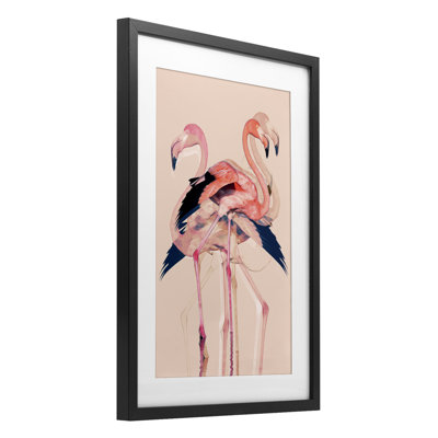 Impression encadrée de flammes roses superposées sous verre, design par 1x