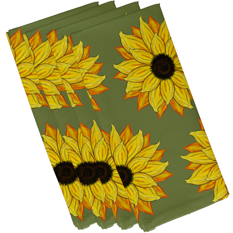 Vieux Polyester Floral Square Napkin, 18" W x 18" L, Green