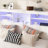 65" W Queen Bookcase Headboard with LED Lights, 5 Storage Shelves & Charging Station